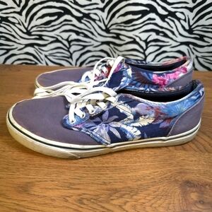 X AUC 0122 Thrifted Womens Sz. 9.5 Floral Grey Vans Shoes - BLESS24